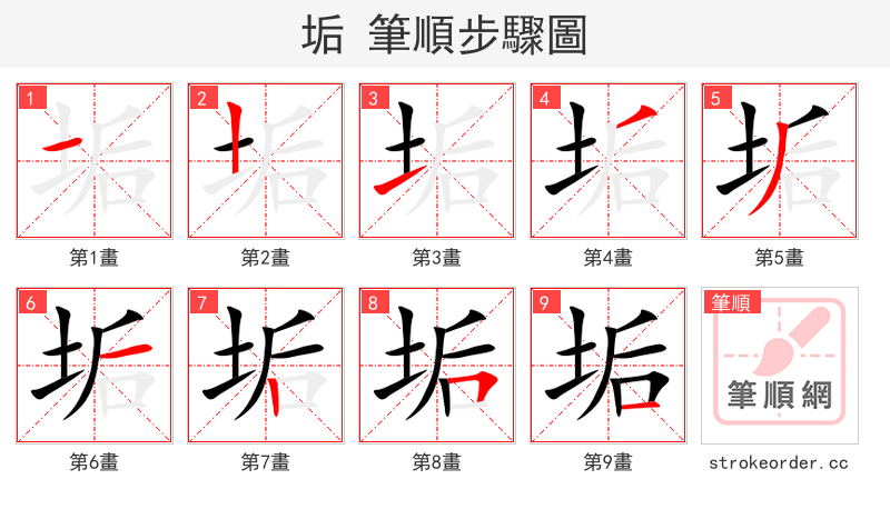 垢 的笔顺分步演示