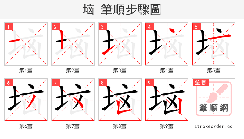 垴 的笔顺分步演示