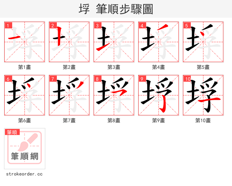 垺 的笔顺分步演示