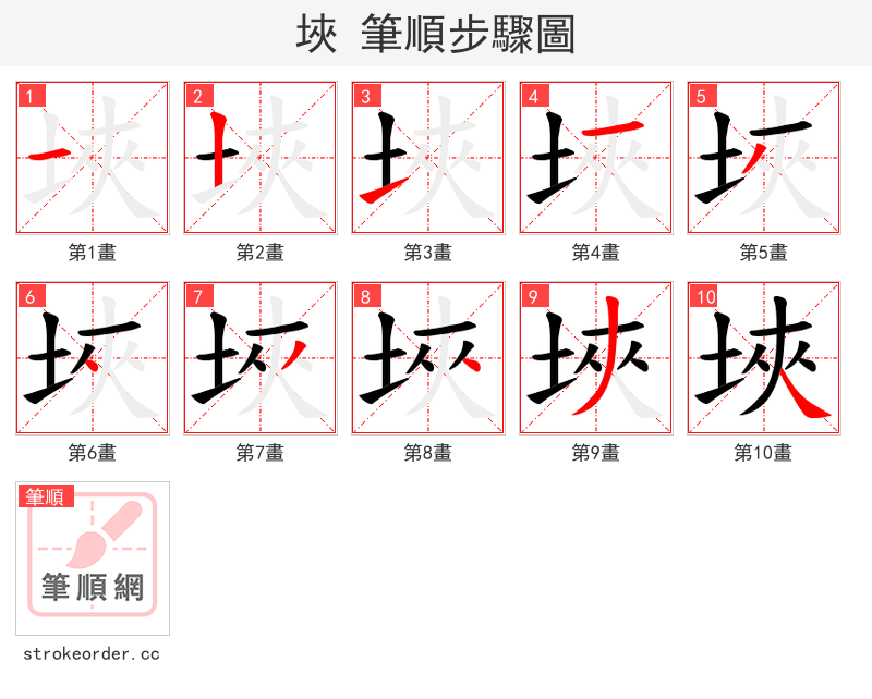 埉 的笔顺分步演示