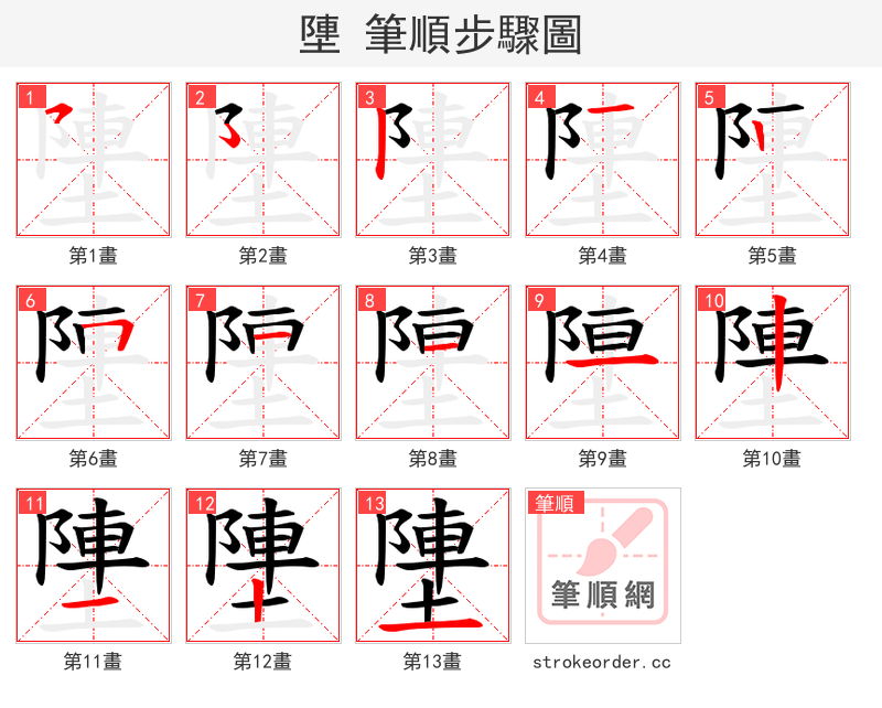 塦 的笔顺分步演示