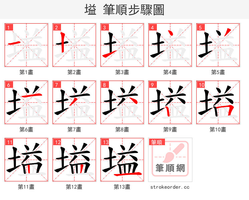 塧 的笔顺分步演示