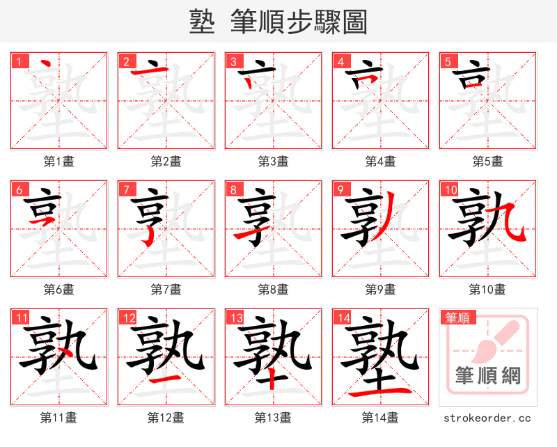 塾 的笔顺分步演示