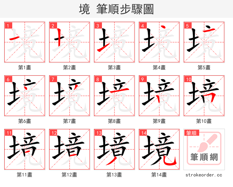 境 的笔顺分步演示