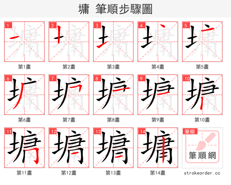 墉 的笔顺分步演示