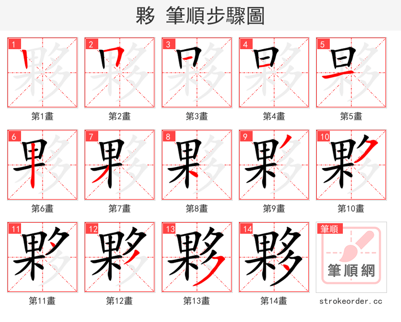 夥 的笔顺分步演示