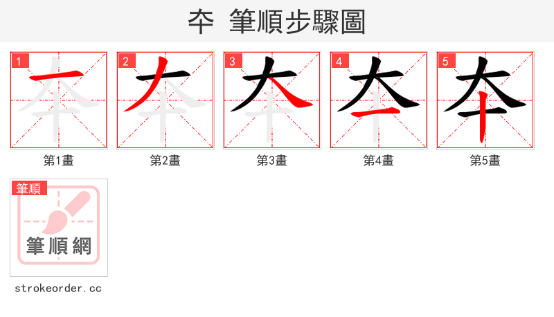 夲 的笔顺分步演示