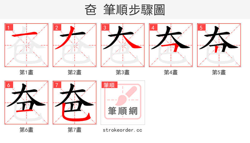 夿 的笔顺分步演示