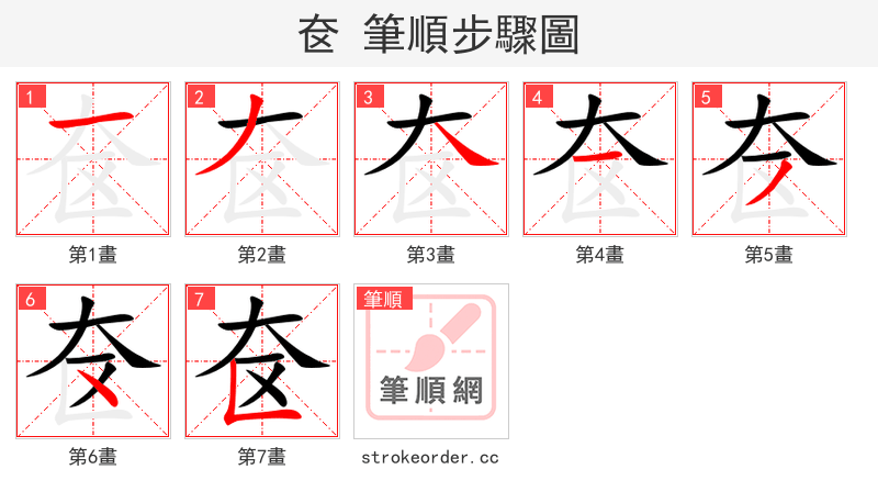 奁 的笔顺分步演示