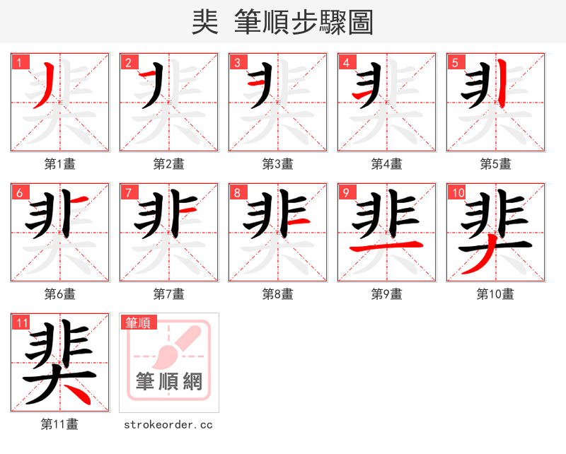 奜 的笔顺分步演示