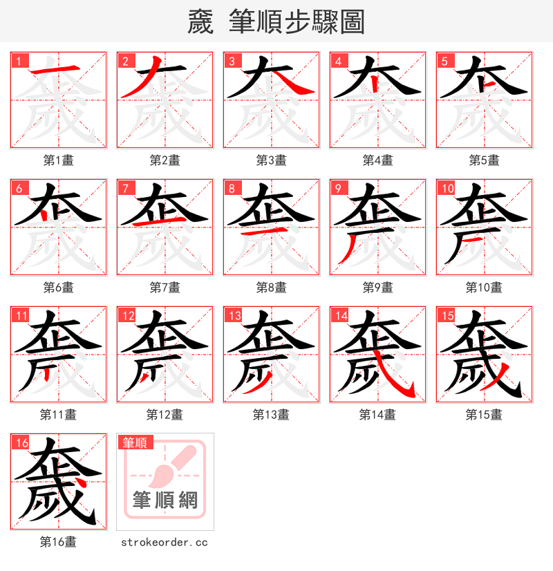 奯 的笔顺分步演示