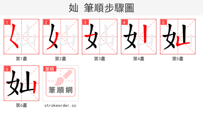 奾 的笔顺分步演示