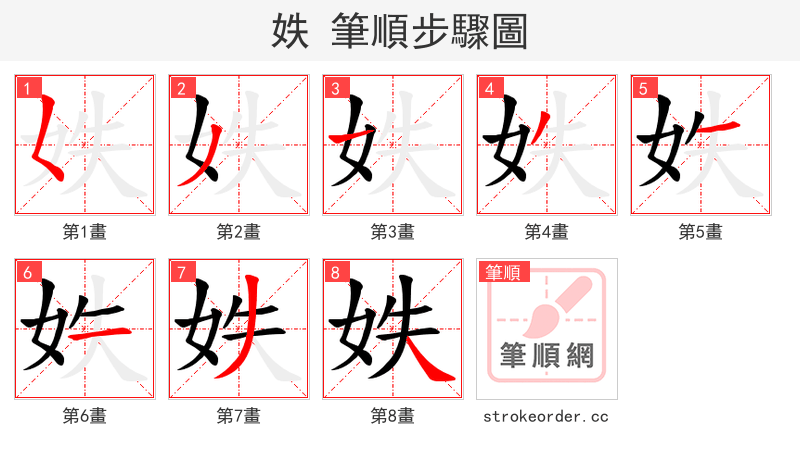 妷 的笔顺分步演示
