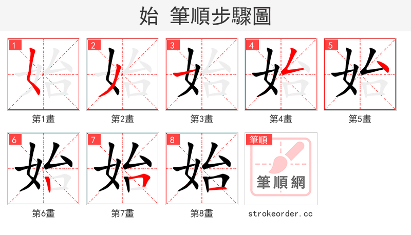 始 的笔顺分步演示