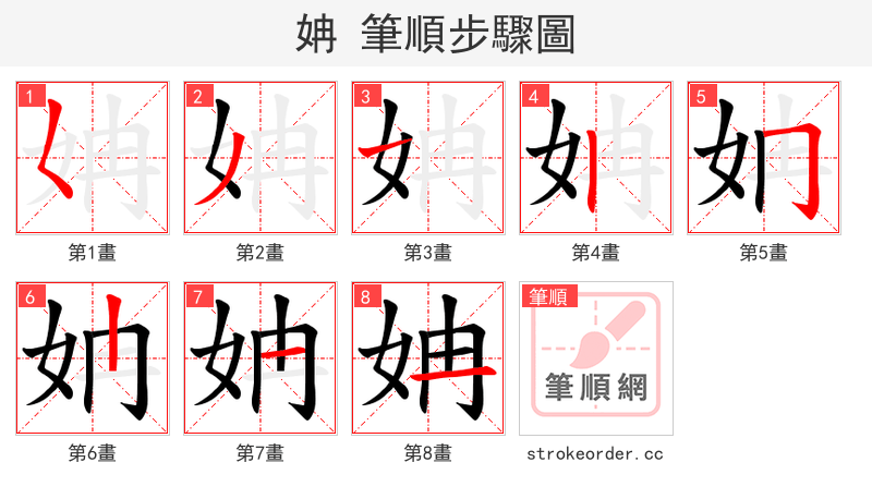 姌 的笔顺分步演示