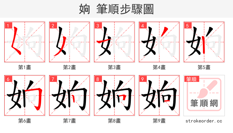 姠 的笔顺分步演示