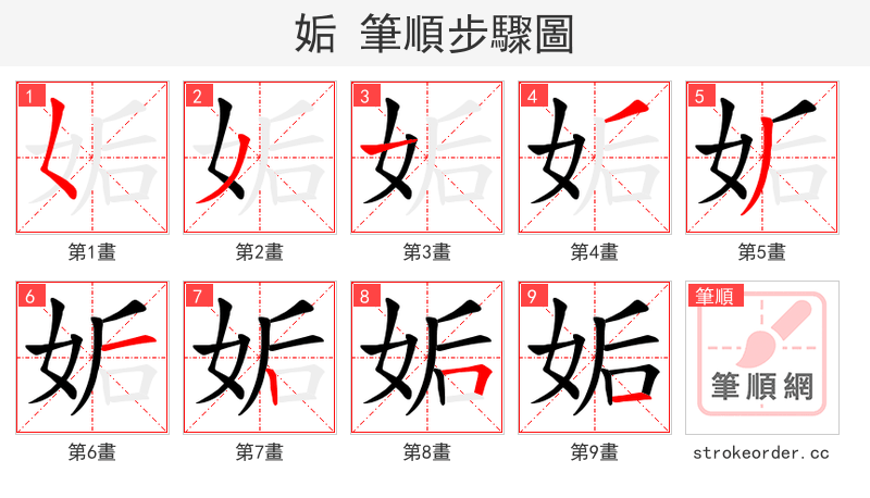 姤 的笔顺分步演示