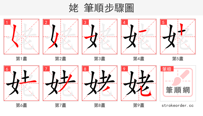 姥 的笔顺分步演示