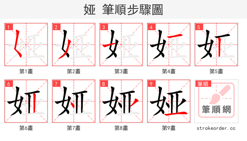 娅 的笔顺分步演示