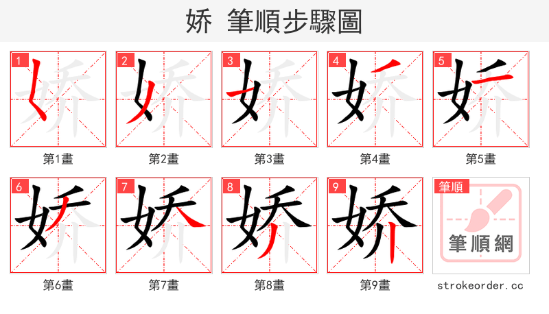 娇 的笔顺分步演示