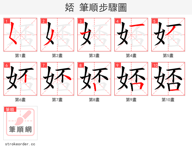娝 的笔顺分步演示