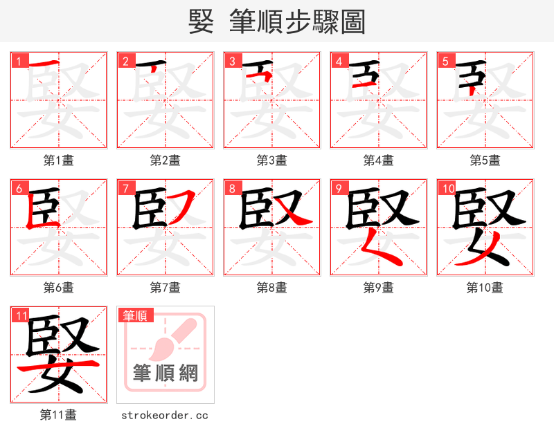 婜 的笔顺分步演示