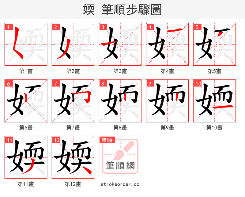 媆 的笔顺分步演示