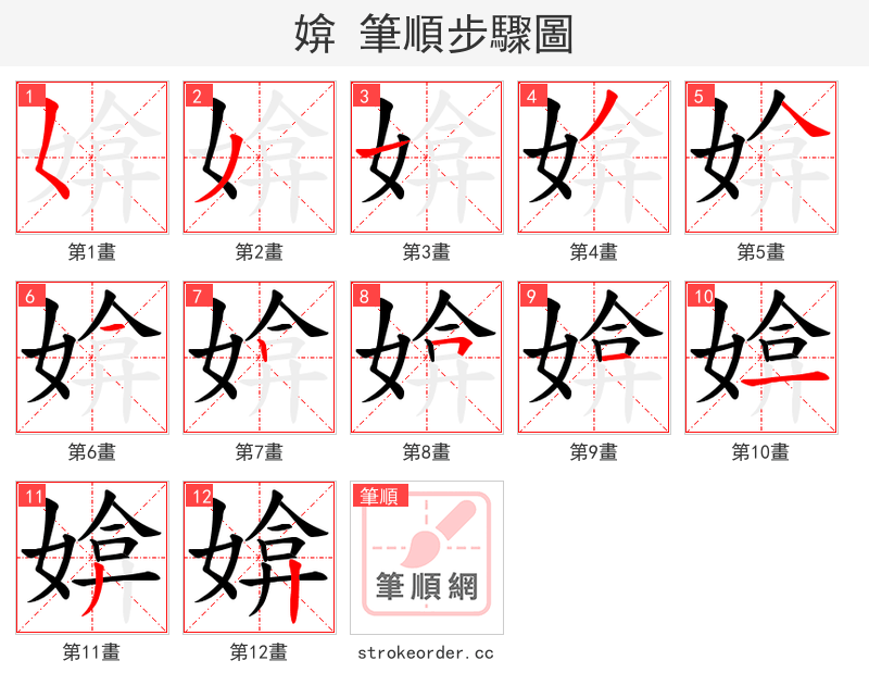 媕 的笔顺分步演示