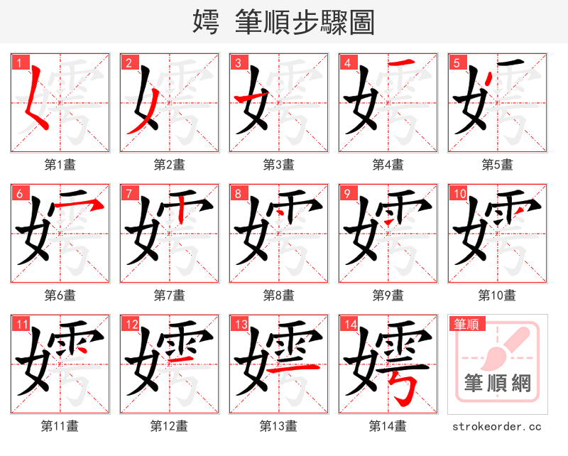 嫮 的笔顺分步演示