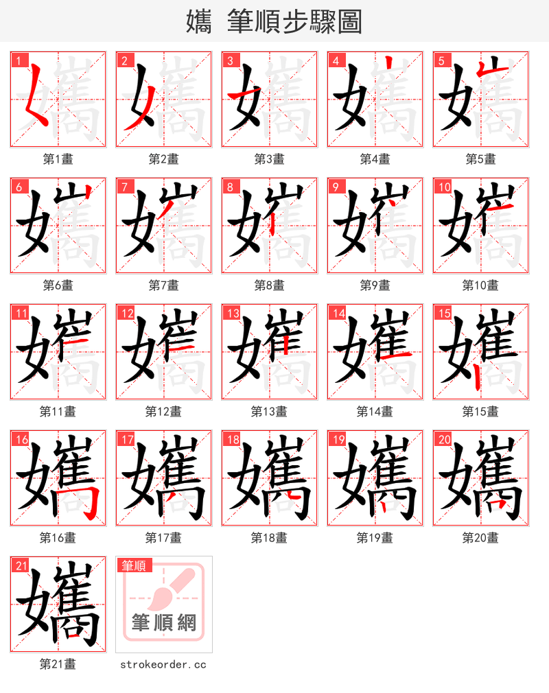 孈 的笔顺分步演示
