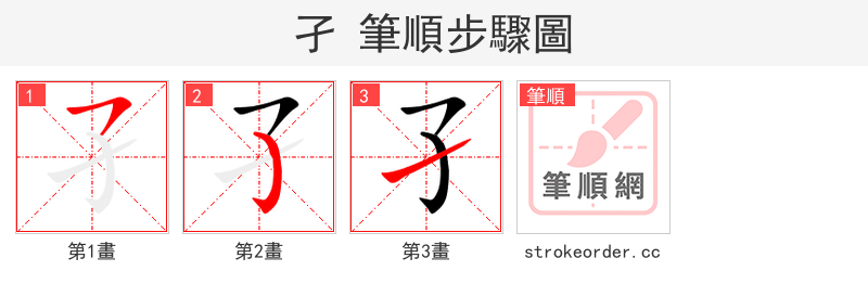 孑 的笔顺分步演示