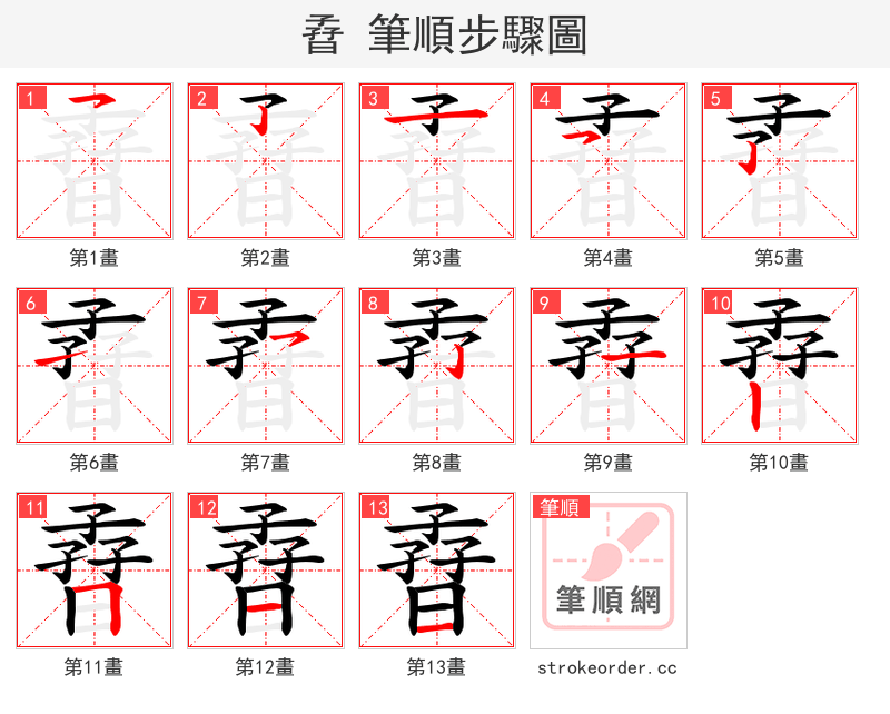 孴 的笔顺分步演示