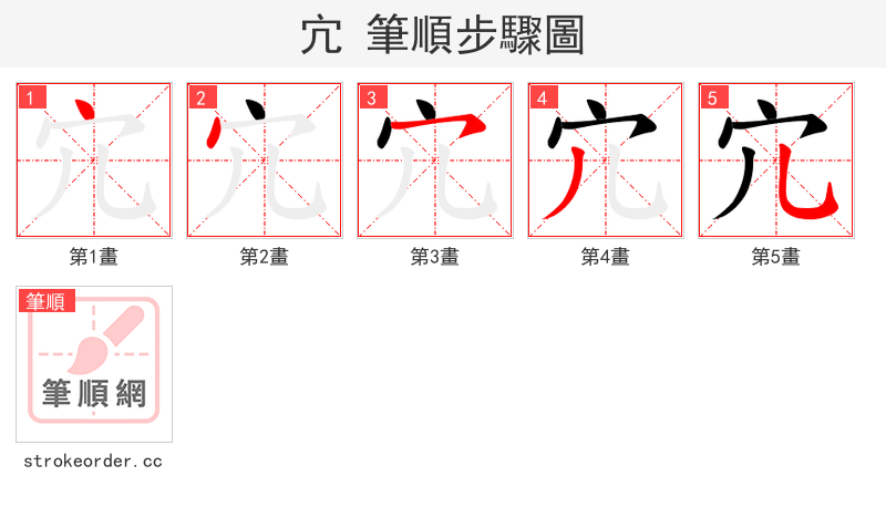 宂 的笔顺分步演示