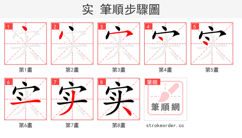 实 的笔顺分步演示