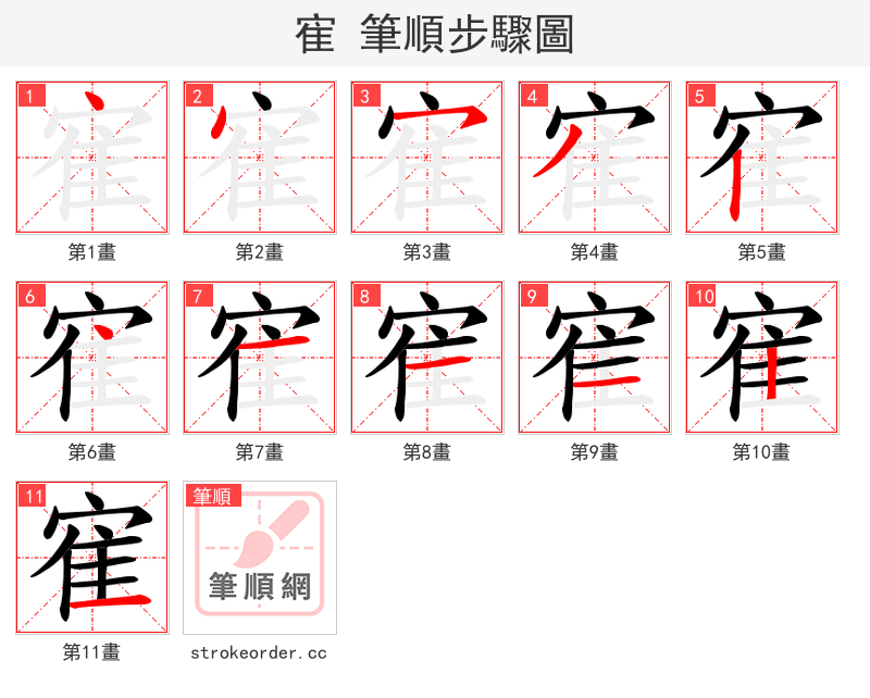 寉 的笔顺分步演示