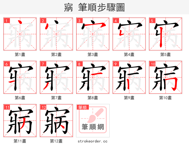 寎 的笔顺分步演示
