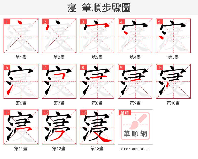寖 的笔顺分步演示