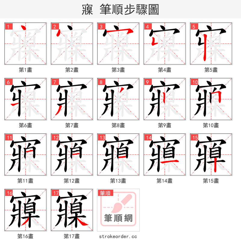 寱 的笔顺分步演示