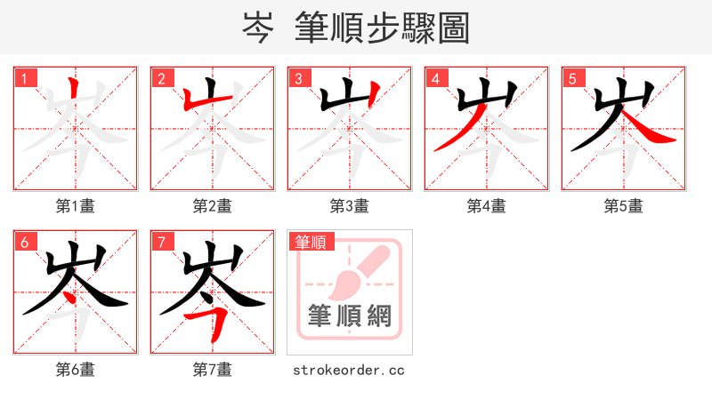 岑 的笔顺分步演示