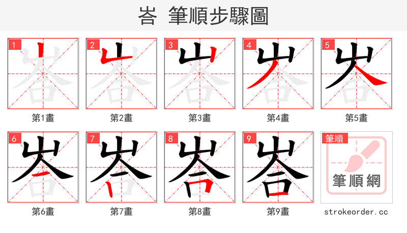 峇 的笔顺分步演示