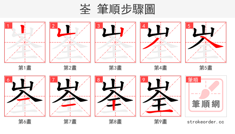 峑 的笔顺分步演示