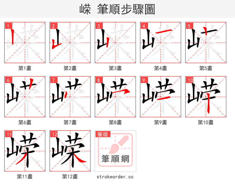 嵘 的笔顺分步演示