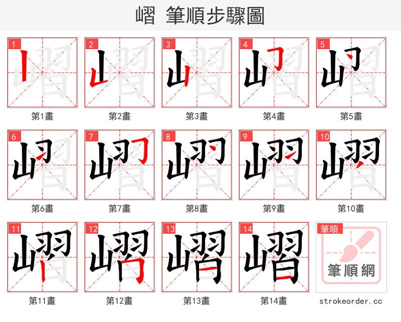 嶍 的笔顺分步演示