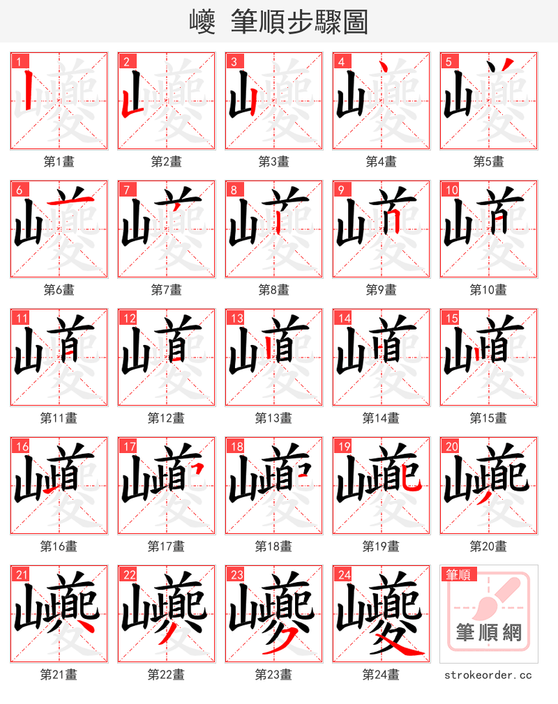 巙 的笔顺分步演示