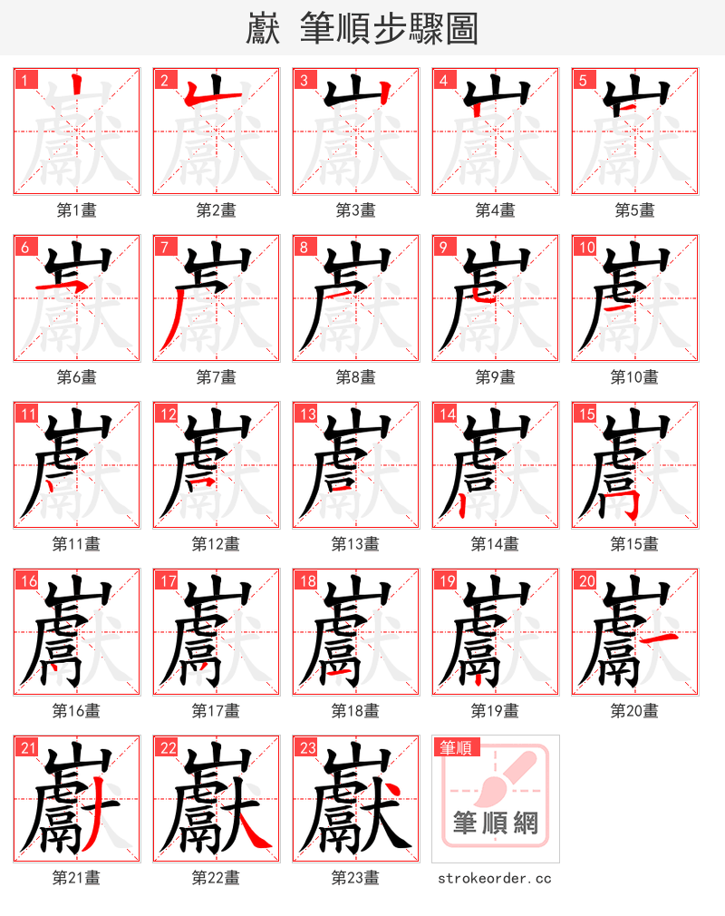 巚 的笔顺分步演示