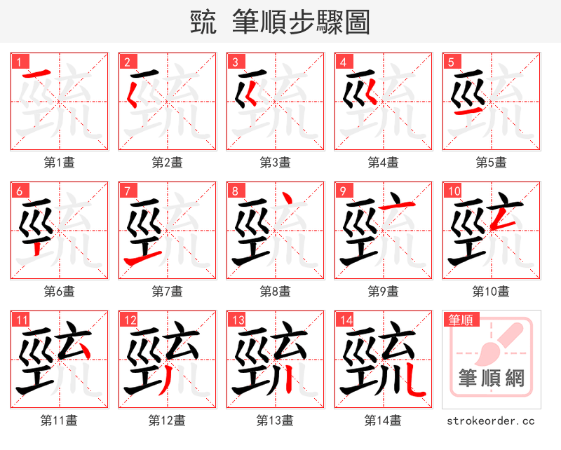 巰 的笔顺分步演示