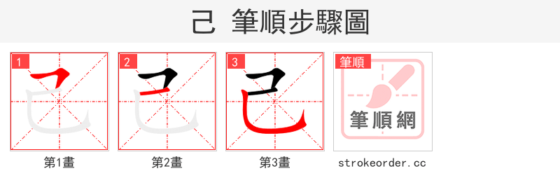 己 的笔顺分步演示