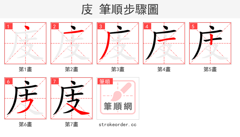 庋 的笔顺分步演示