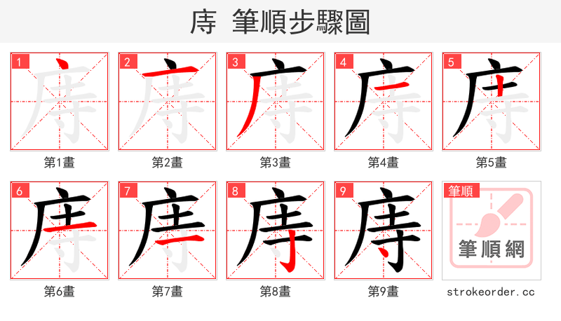 庤 的笔顺分步演示