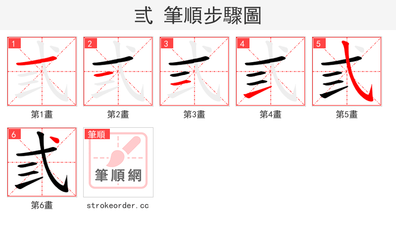 弎 的笔顺分步演示